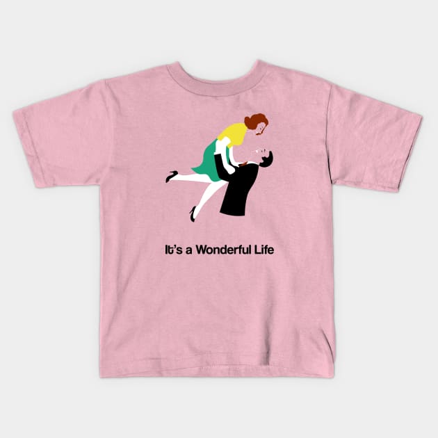 It's A Wonderful Life Movie Fan Art Franck Capra James Stewart Kids T-Shirt by Rozbud